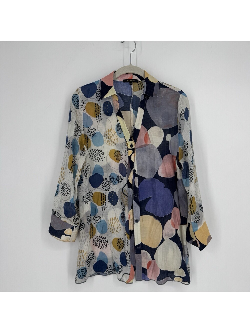Radzoli top womens medium M abstract mixed colorblock artsy lagenlook boho tunic